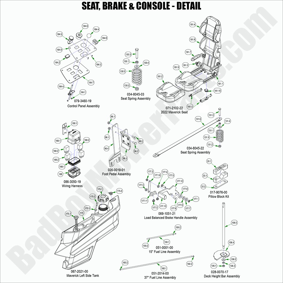 2022 Maverick Seat, Brake & Console - Detail